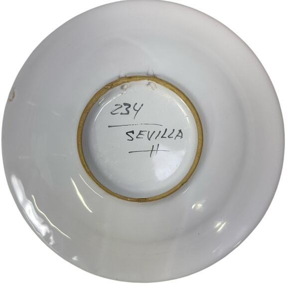 Vibrant Beautiful Spanish Pottery Hand Painted Signed 8.25" Bowl/Wall Art - Picture 7 of 8